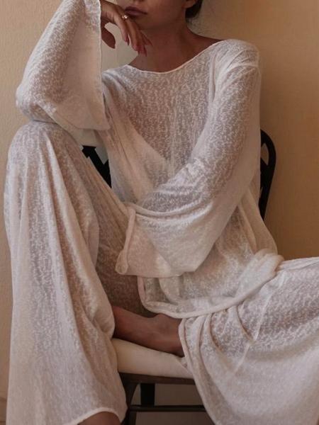 Lightweight Loose Comfortable Vacation Style Long Sleeve Pants Set, Home Wear Two-Piece, Casual Loungewear for Women