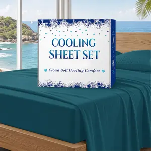 MUXHOMO Bamboo Cooling Bed Sheets，Up to 17" Extra Deep Pocket Bamboo Bed Sheet Set, All Round Elastic Fitted Sheet, Luxury Soft Cooling Sheets for Hot Sleepers, 4 Pieces，High-Quality Sheets For Kids，Men,Women
