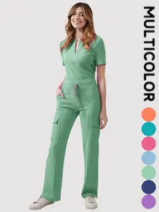 New Scrubs Uniform Multi Short Sleeve Tops Pants Hospital Set Women Pet Shop Doctor Scrub Medical Surgery Workwear Scrub Suit