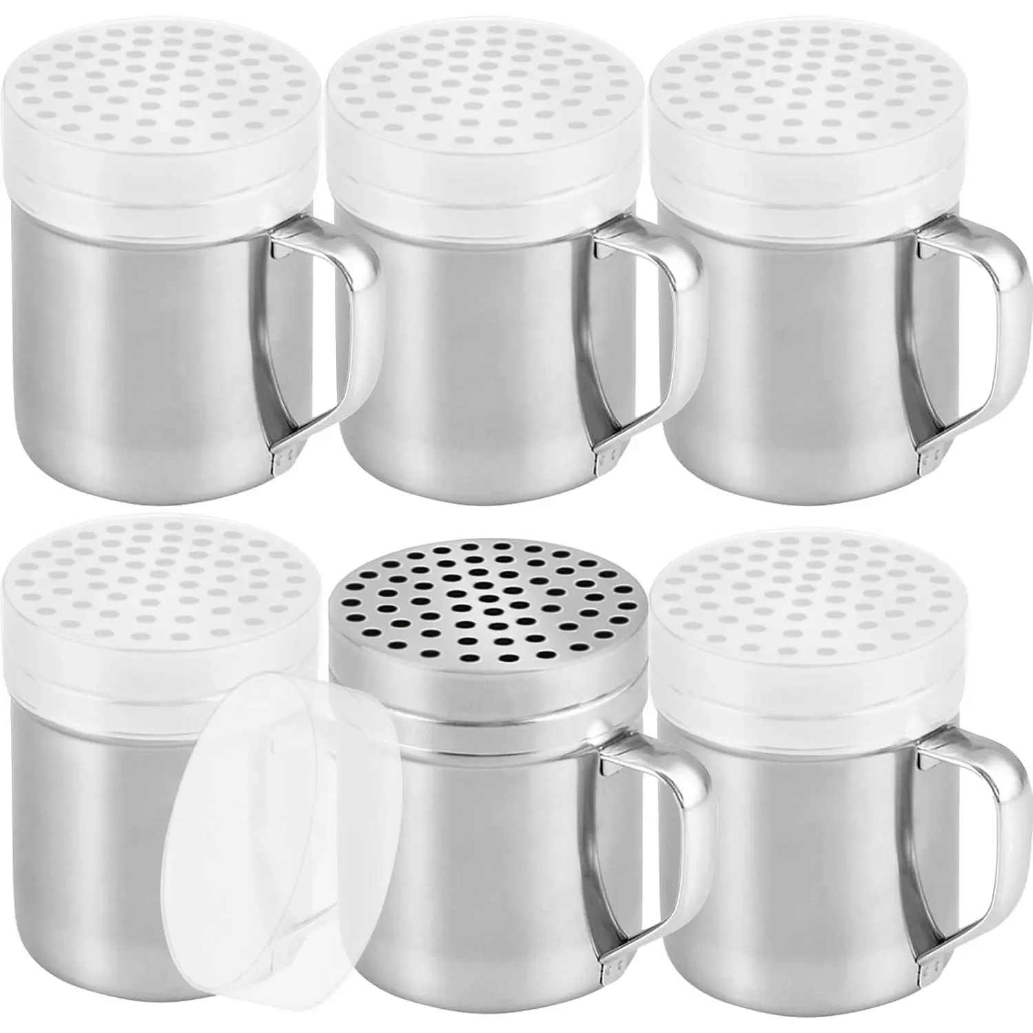 6oz Metal Parmesan Cheese Shaker with Large Holes - With Handle - Chili Flakes Dispensers - Pizza Shaker | Style: Coarse