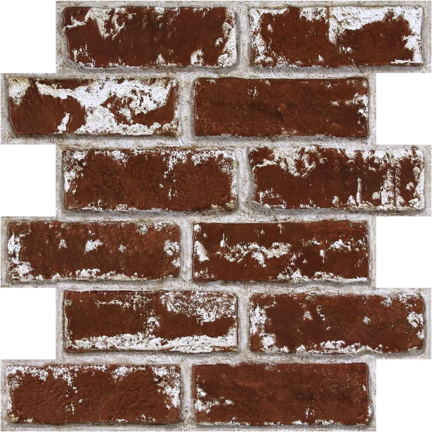 Faux Brick Wall Panels Peel and Stick, 10 count 11.8" x 11.8", Small Brick-Look Textured Wall Sticker, Ultra-Light Thin PVC  Brcik Wall Covering Tiles for Quick DIY, Christmas Red