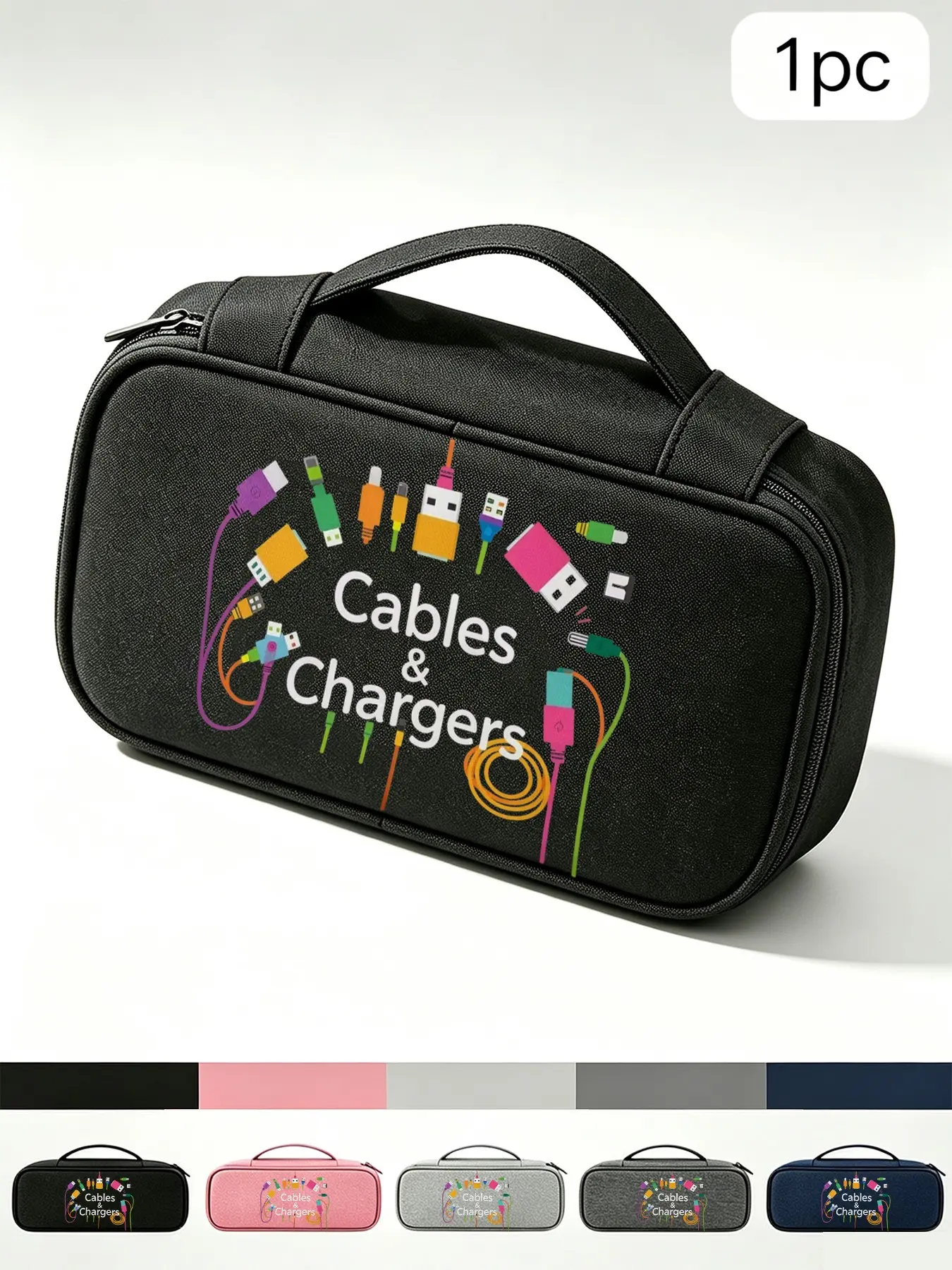 Electronic Accessories Travel Organizer Bag, Multi-Layer Digital Storage, Zipper Closure, Portable, for Chargers, HDD, Power Bank, Camera, Unisex