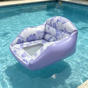 Large Inflatable Water Sofa, Tropical Style Float with Cup Holder, Minimalist Pool Chair, 3-In-1 Inflatable Pool Toy, Outdoor Use, Pool Float Chairs, Inflatable Pool Lounge, Pool Float Lounger, Pool Floatie, Pool Floaties