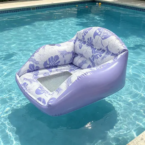 Large Inflatable Water Sofa, Tropical Style Float with Cup Holder, Minimalist Pool Chair, Outdoor Use, Inflatable Pool Lounge, Pool Float Lounger, Pool Floatie, Pool Floaties, Pool Float Chairs, Inflatable Floats
