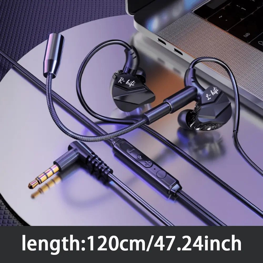 Wired In-Ear Headphone with Dual Microphones, Dual Ports, Volume Control, Plastic Build, High-Fidelity Stereo Audio, USB-C & 3.5mm Connectors for iPhone 15 Series, Samsung, Xiaomi Mobile Gaming