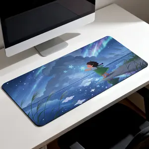 Premium Starry Night Sky And Glowing Stars Illustration High Quality Mouse Pad Modern Office Gaming Comfort Experience NonSlip Durable 40*80cm 40*90cm30*70cm