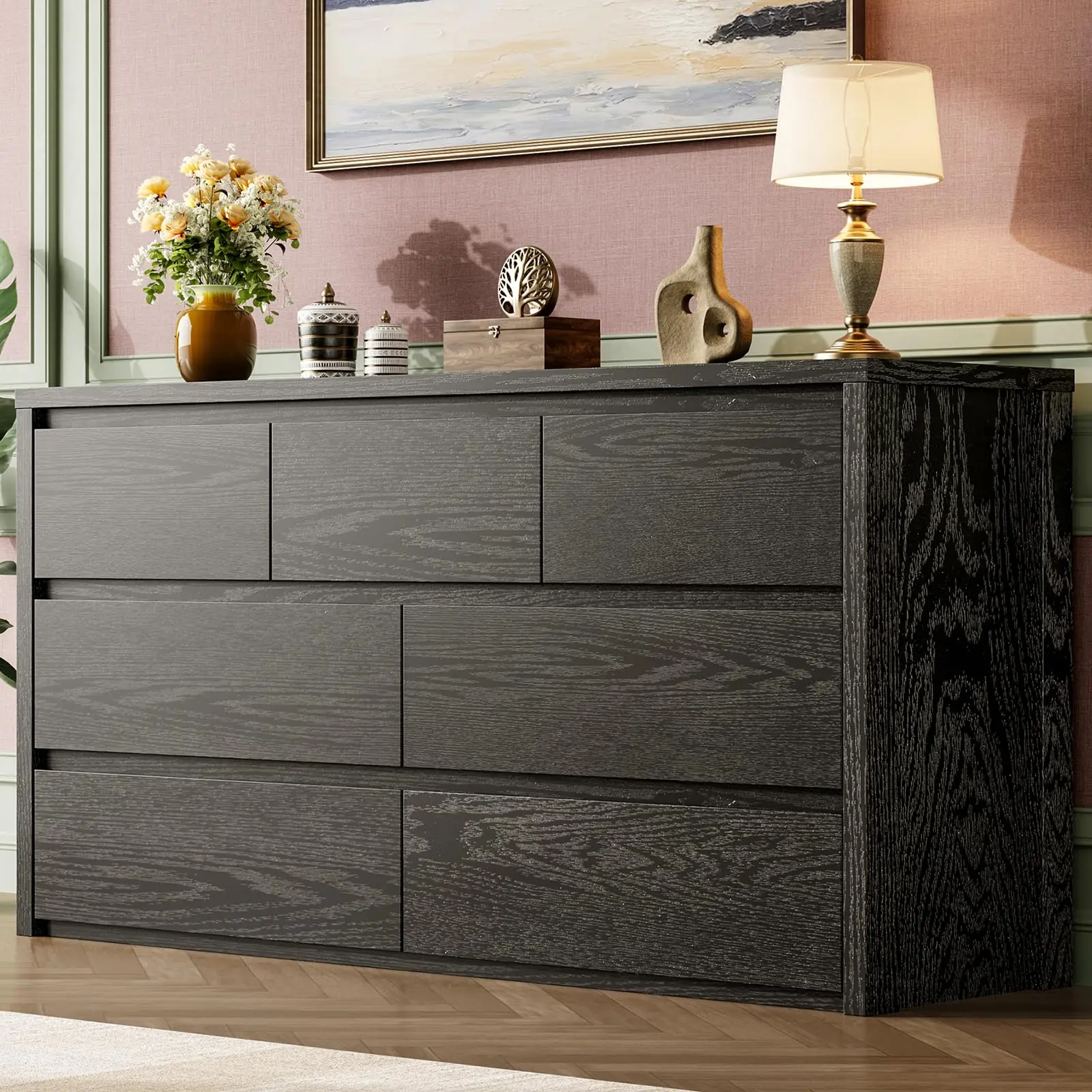 GARVEE 7 Drawer Dresser for Bedroom, Wide Modern Chest of Drawers, Large Wood Dresser Wooden Storage Organizer for Living Room, Hallway Entryway