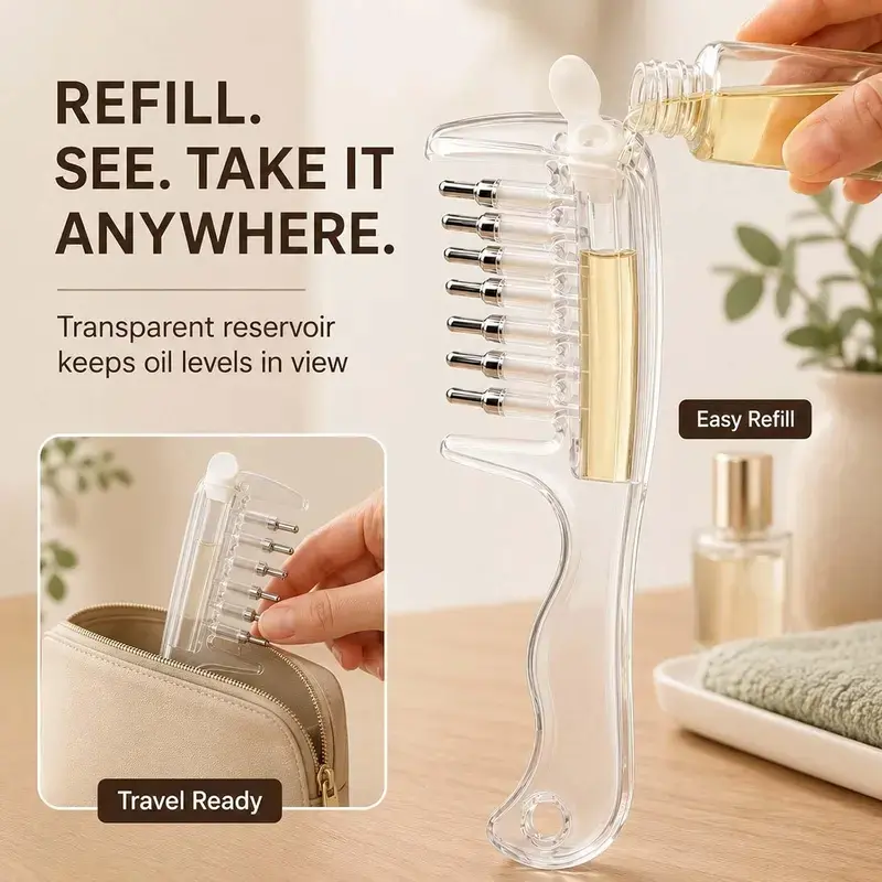 Scalp Liquid Applicator Comb, Refillable Hair Root OilMassage Comb for Hair Care Treatment( Only Comb)