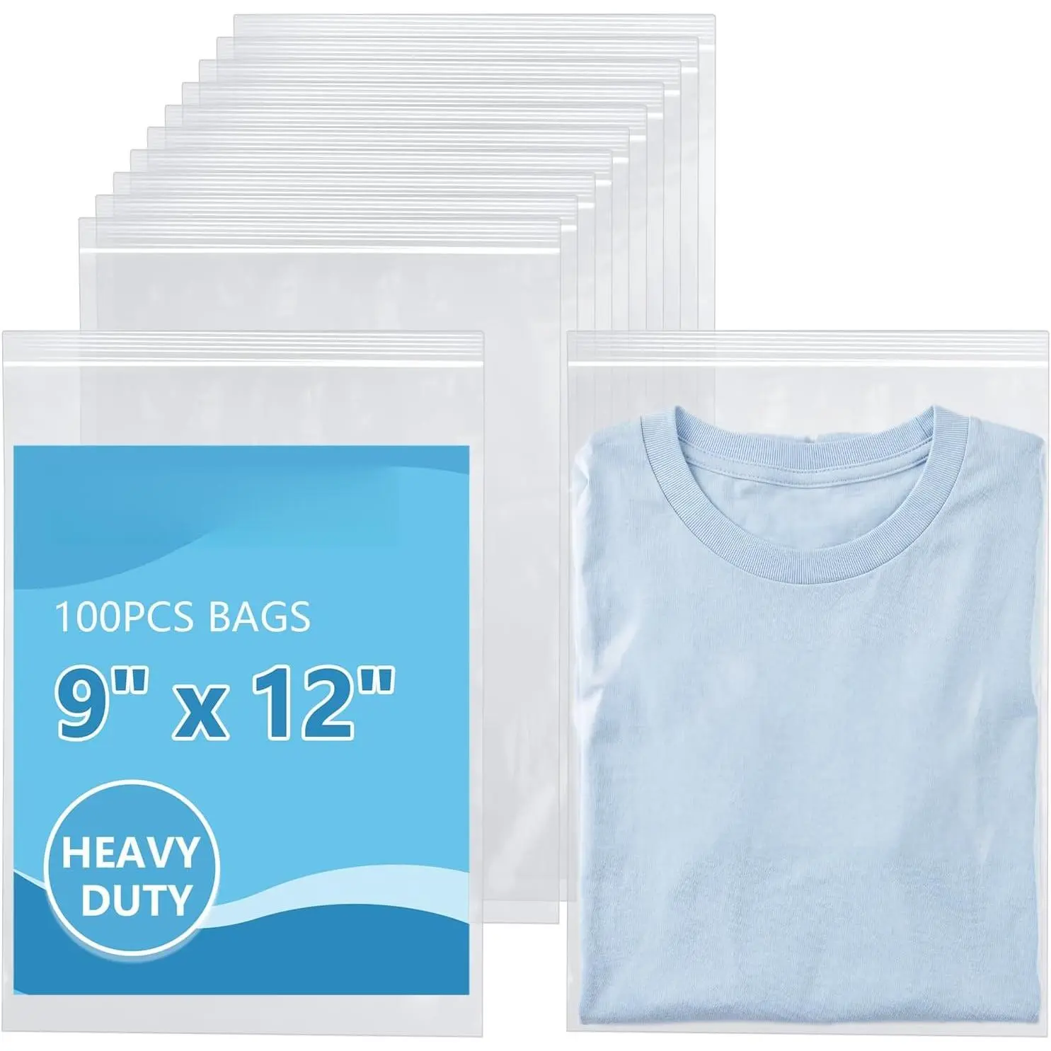 100 count 9"×12" Large Zip Seal Lock Bags Clear Clothing Plastic Poly Bag | 2 Mil ,  Plastic Bags For Clothing, Crafts, Documents, Storage, Shipping, Travel, And Moving