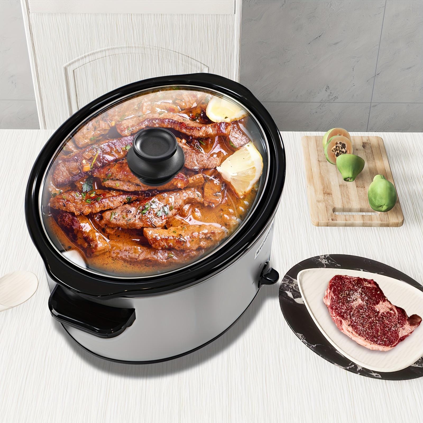 8-Quart Digital Programmable Slow Cooker with Timer - Small Kitchen Appliance for Family Dinners - Serves 10+ People - Heat Settings: Keep Warm, Low and High