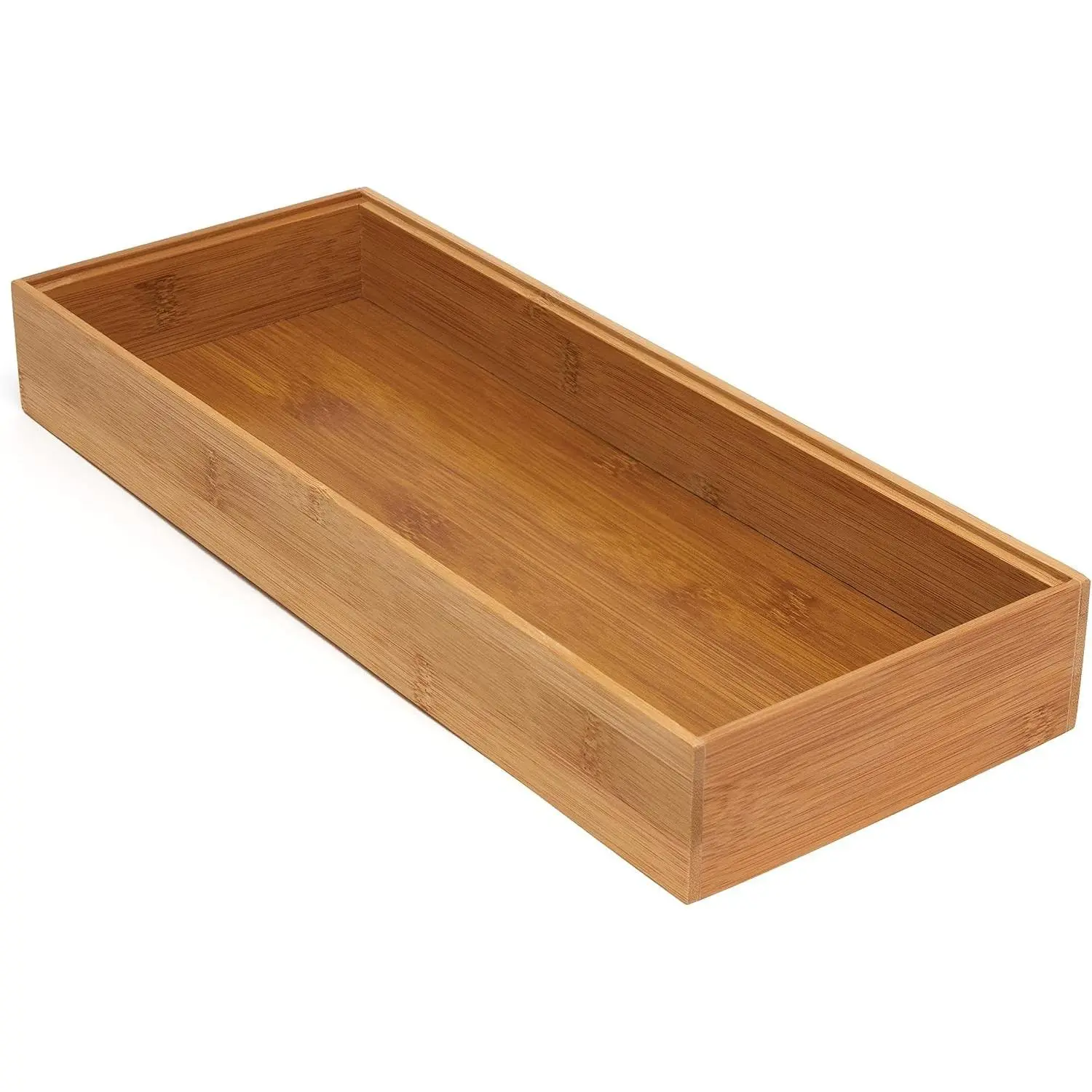 8186S Bamboo Wood Stacking Drawer Organizer Box, 6" x 15"