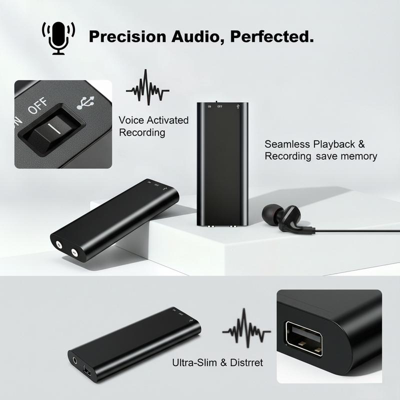 Portable Voice Activated Digital Recorder 8GB HD Noise Reduction for Business Meetings MP3 Player 1pc