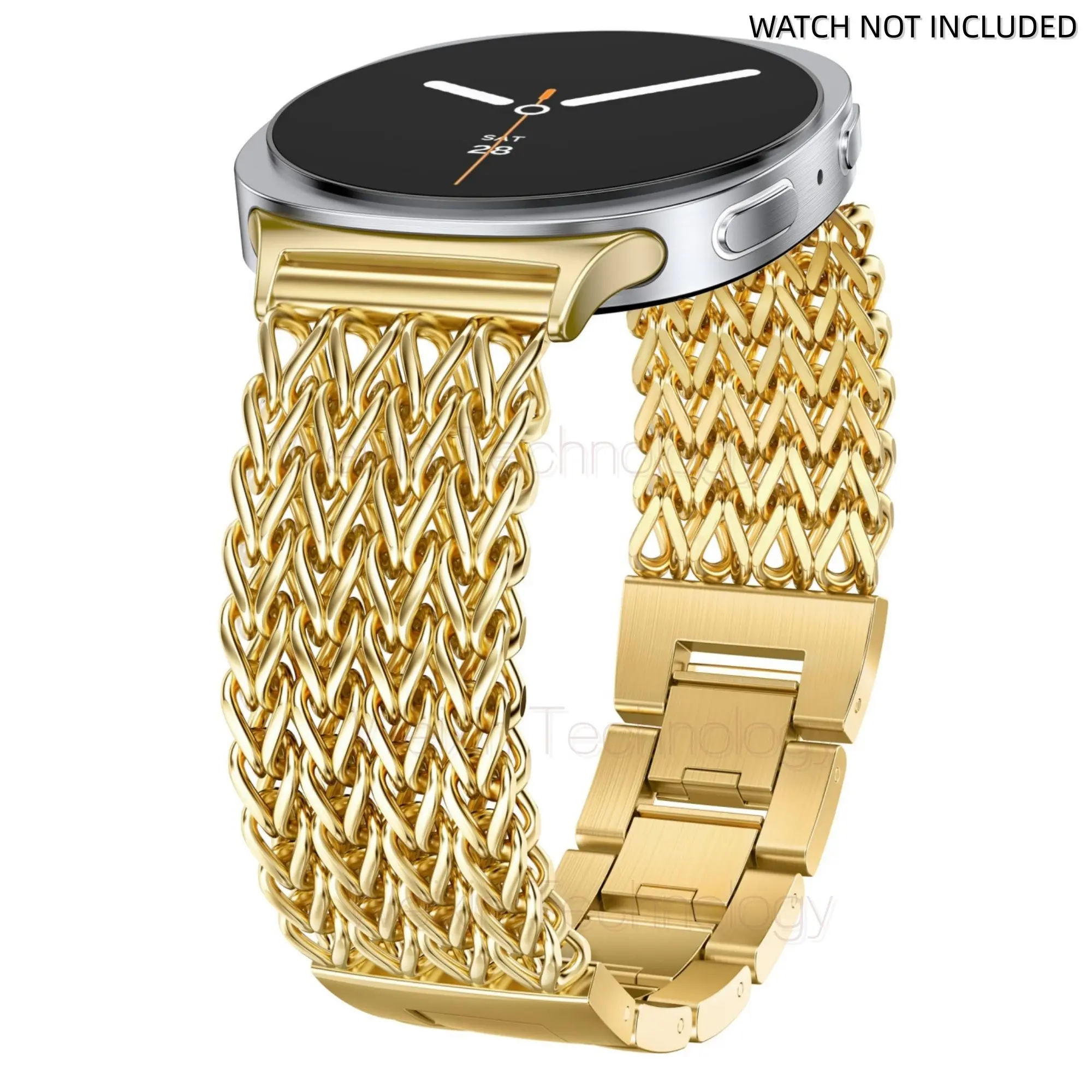 Metal strap suitable for Samsung Galaxy Watch 8 models 40mm 44mm/8 models classic 46mm strap, seamless one click dress stainless steel metal gold multi chain strap, beauty net style chain bracelet strap, detachable strap