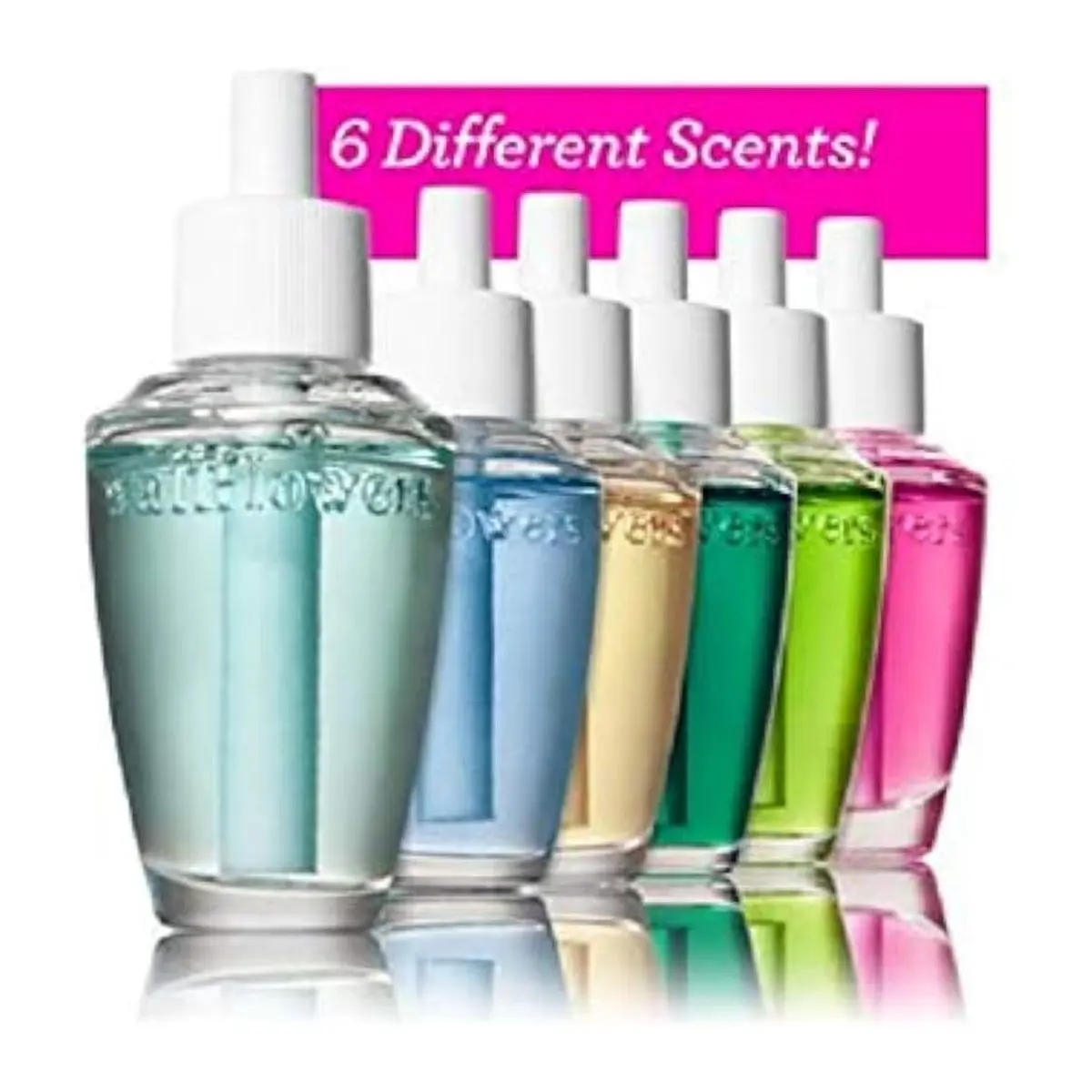 Plug-In Air Freshener Refills - 6-Pack Wallflowers Sampler with 6 Different Scents, Assorted Colors, Bouquet-Infused Fragrances for Home