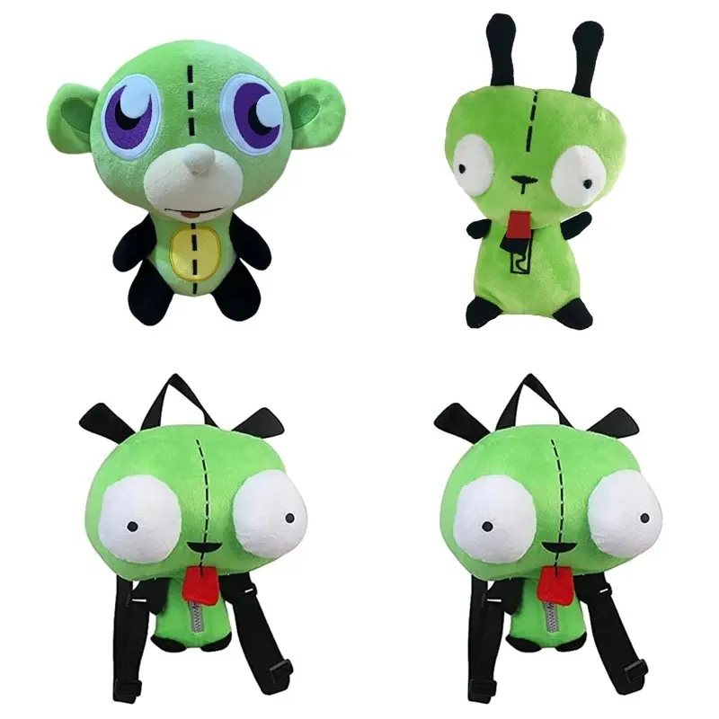 Alien Theme Soft Plush Toy - Cute Shape, Playful Look Cartoon Invader.Zim Jill Dog Robot Monkey Stuffed Doll with Backpack Bag for Kids, Unisex