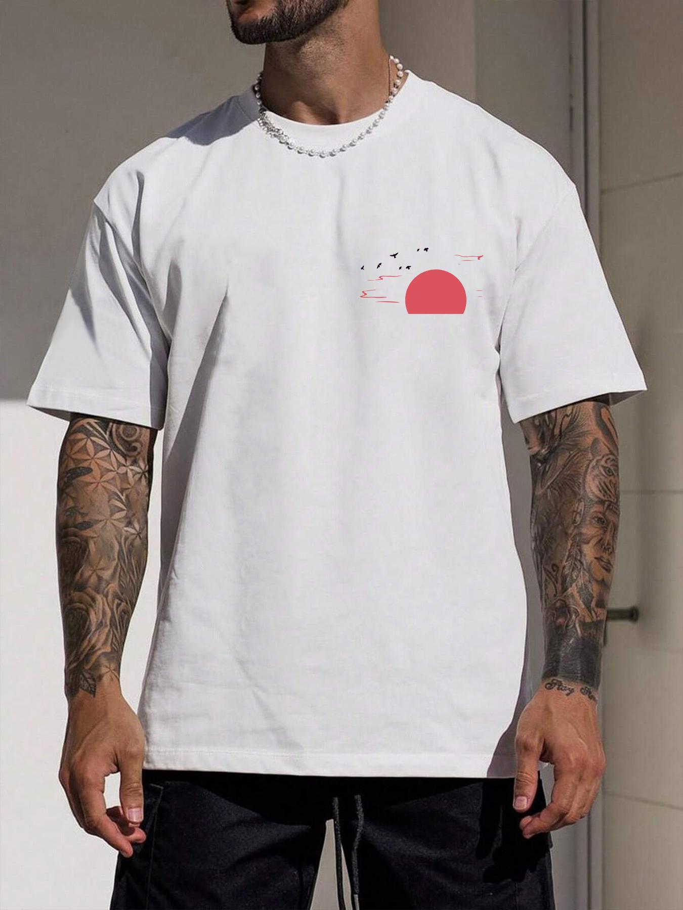 Men's Cartoon Graphic Print Round Neck Tee, Summer Outfits 2024, Summer Clothes Loose Casual Short Sleeve T-shirt for Summer, Casual Style Tee, Men Clothing for Daily Wear