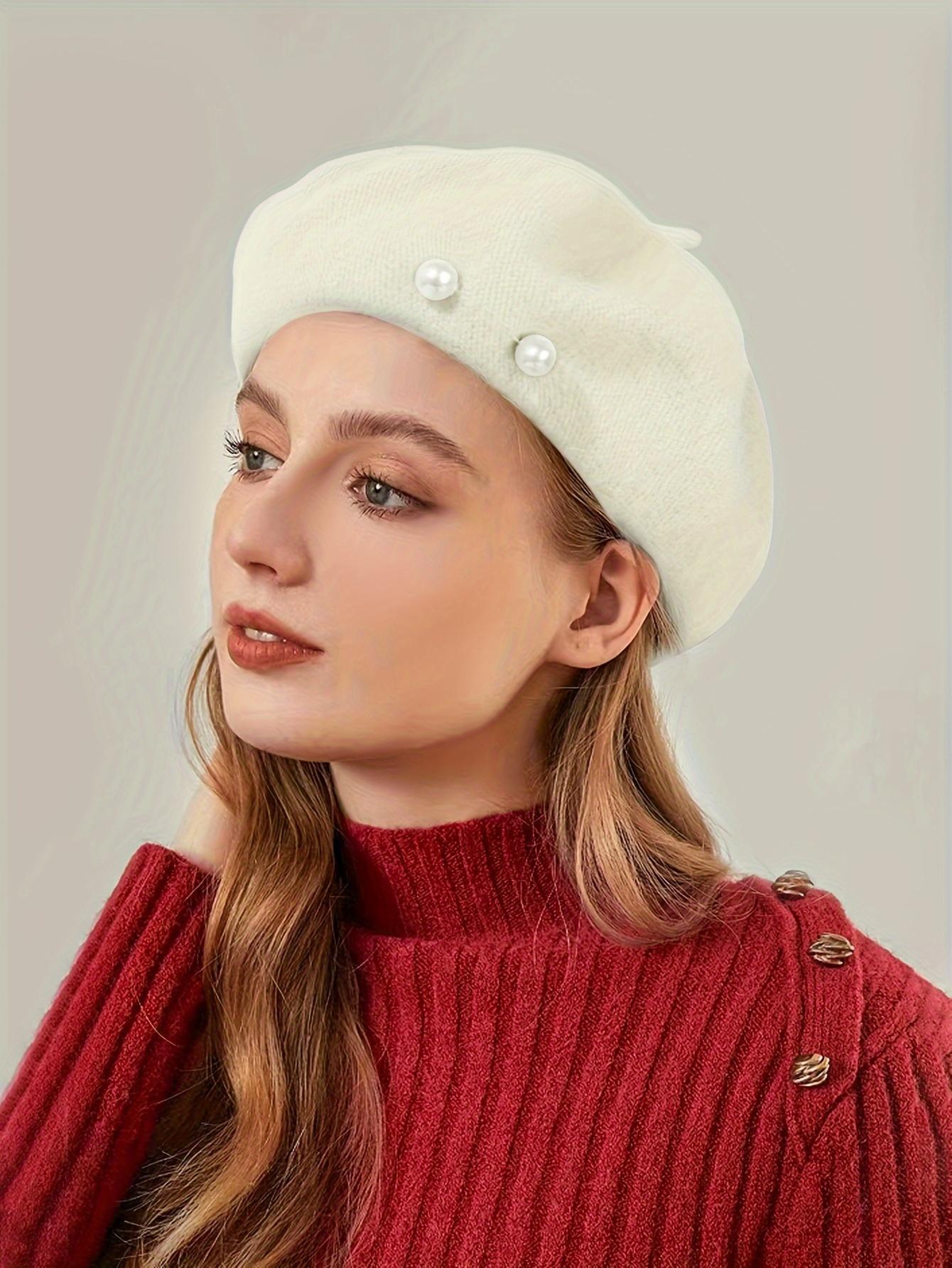 [Pearl Decorated Beret] 1pc Pearl Decorated Beret Y2K Women's Outdoor Casual Stylish Versatile Beret Sweet Cute Painter's Hat Autumn Winter Fashionable Warm Bud Hat