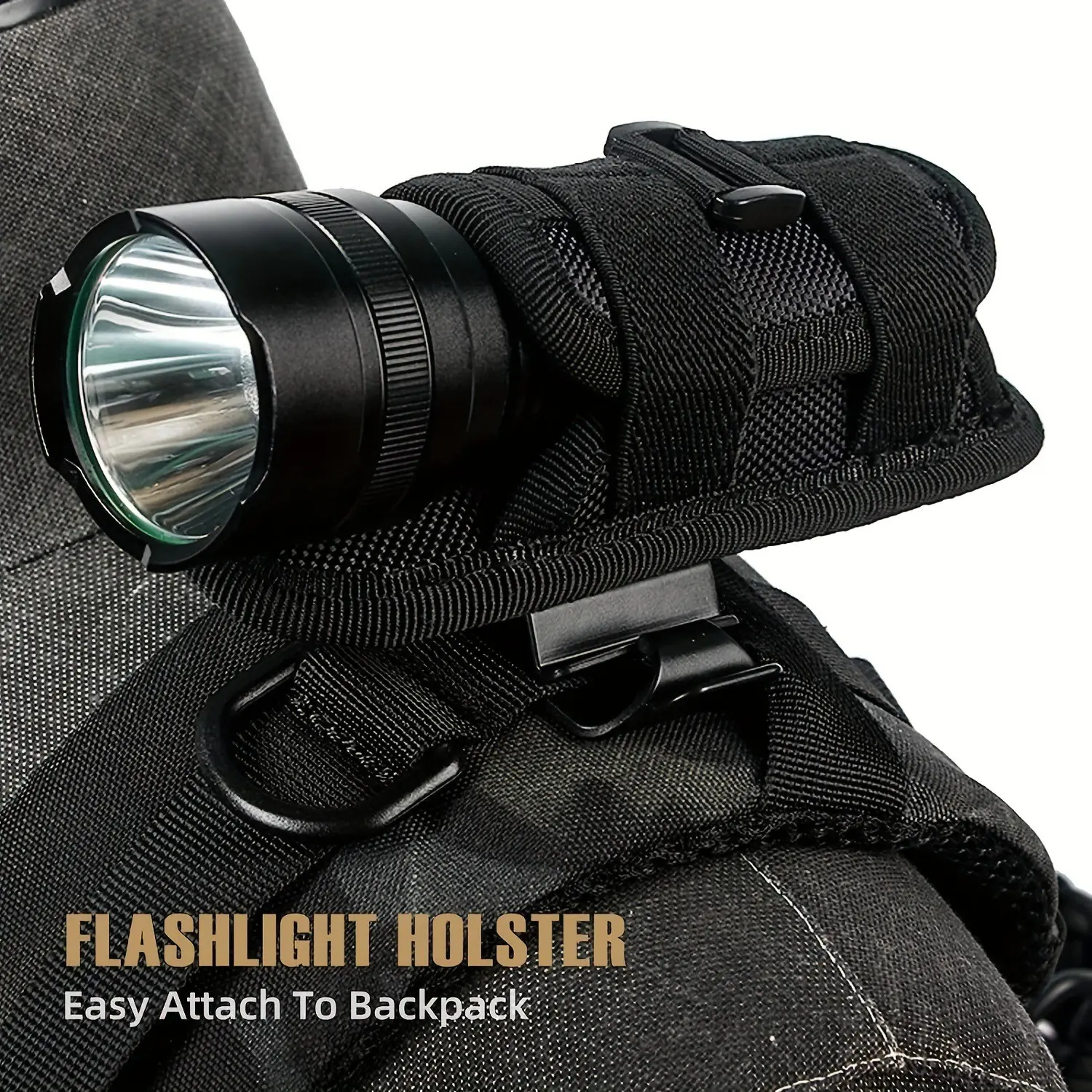 Adjustable Rotating Outdoor Tactical Flashlight Case, Multi-Functional Handheld Light Belt Clip, Bright LED Flashlight Pouch, Durable