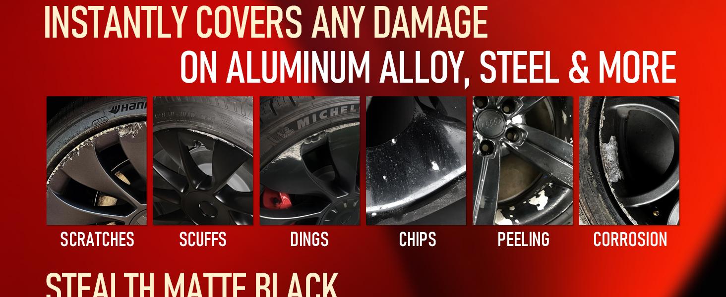 Matte Black Paint Pen, Matte Black Rim Touch Up Paint for Metal, Enamel, Car Wheel Scratch Flat Black Wheel Paint Pen, Universal Satin Matte Black Car Rim paint for Wheel Curb Rash, Scratches