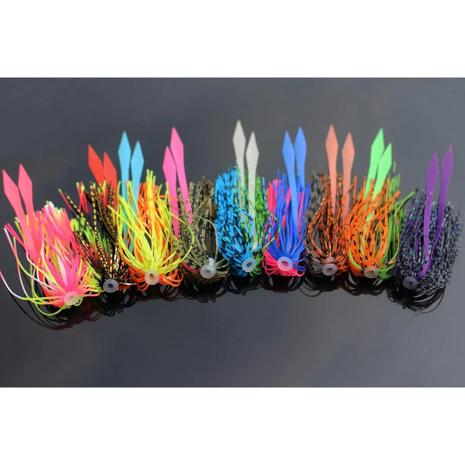 9 pcs Colorful Silicone Skirts Streamer Spinnerbait Lures | 9 Colors, Buzzbait, Squid Rubber Baits, Accessories, Lures