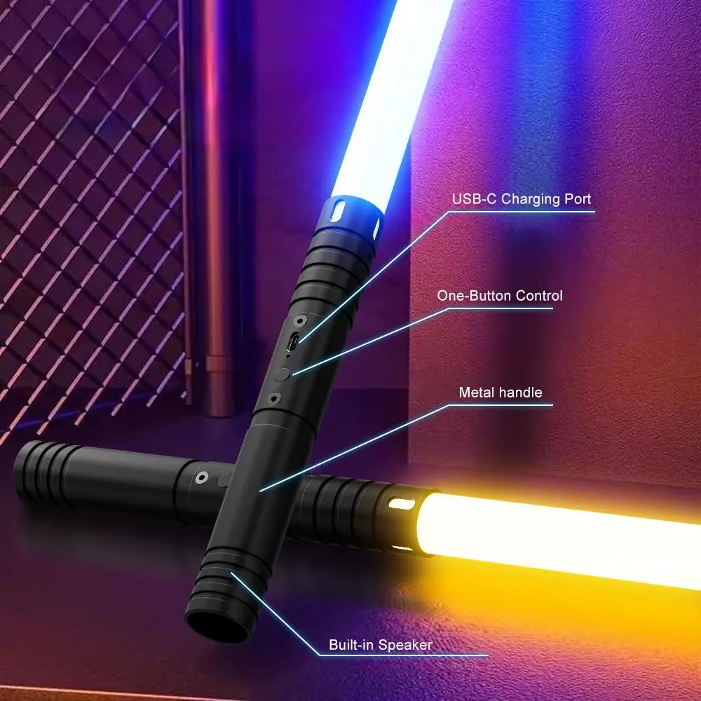 Lightsaber, rechargeable, 20 RGB lighting effects, 4 sound effects, aluminum alloy handle, battle sound effects, holiday gift, perfect for role-playing and as an epic gift
