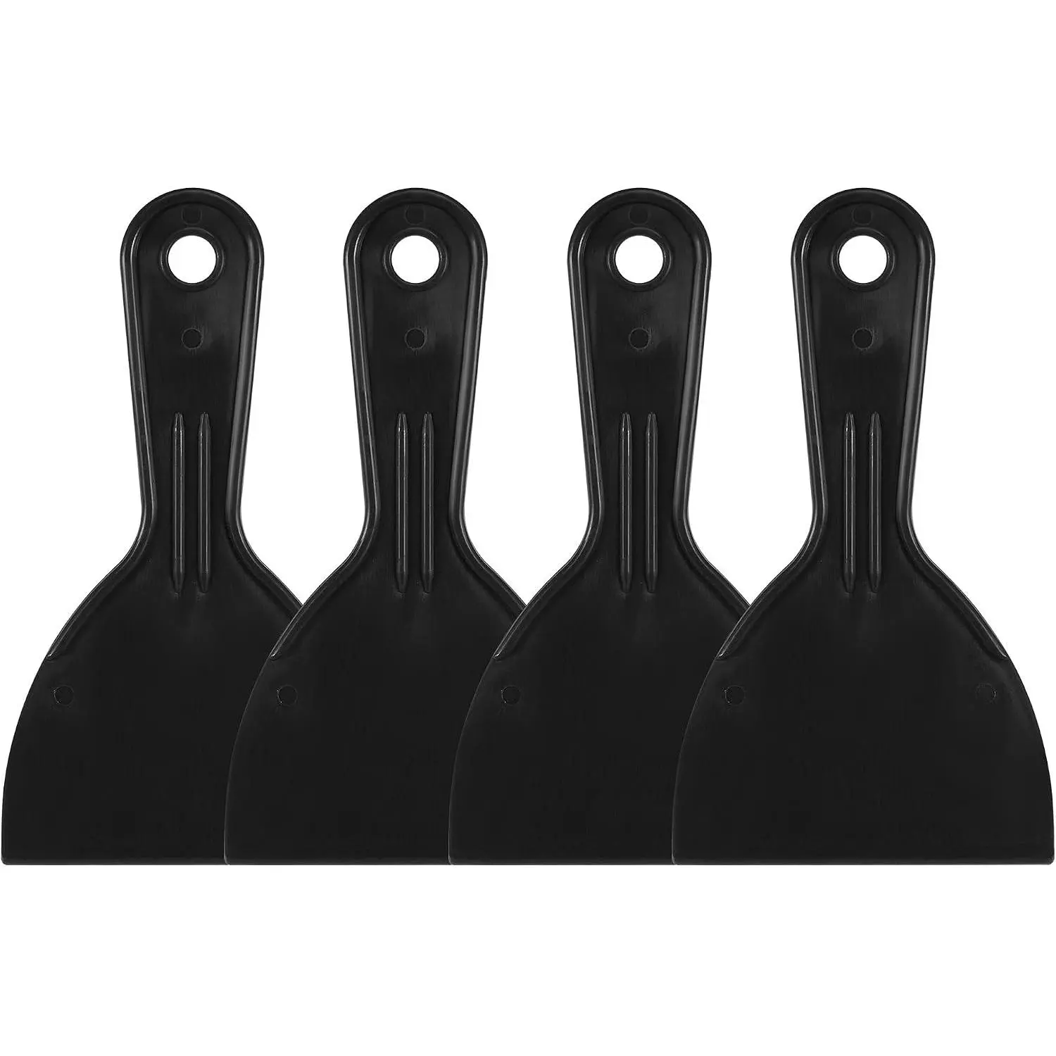Putty Scraper 4" ABS Plastic Spatula Drywall Patch Repair Spreader Wall Covering  Black 4 count