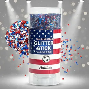 4th of July Glitter Stick | Red, White & Blue Body & Hair Sparkle for Independence Day Party, Festival & Fun Holiday Look