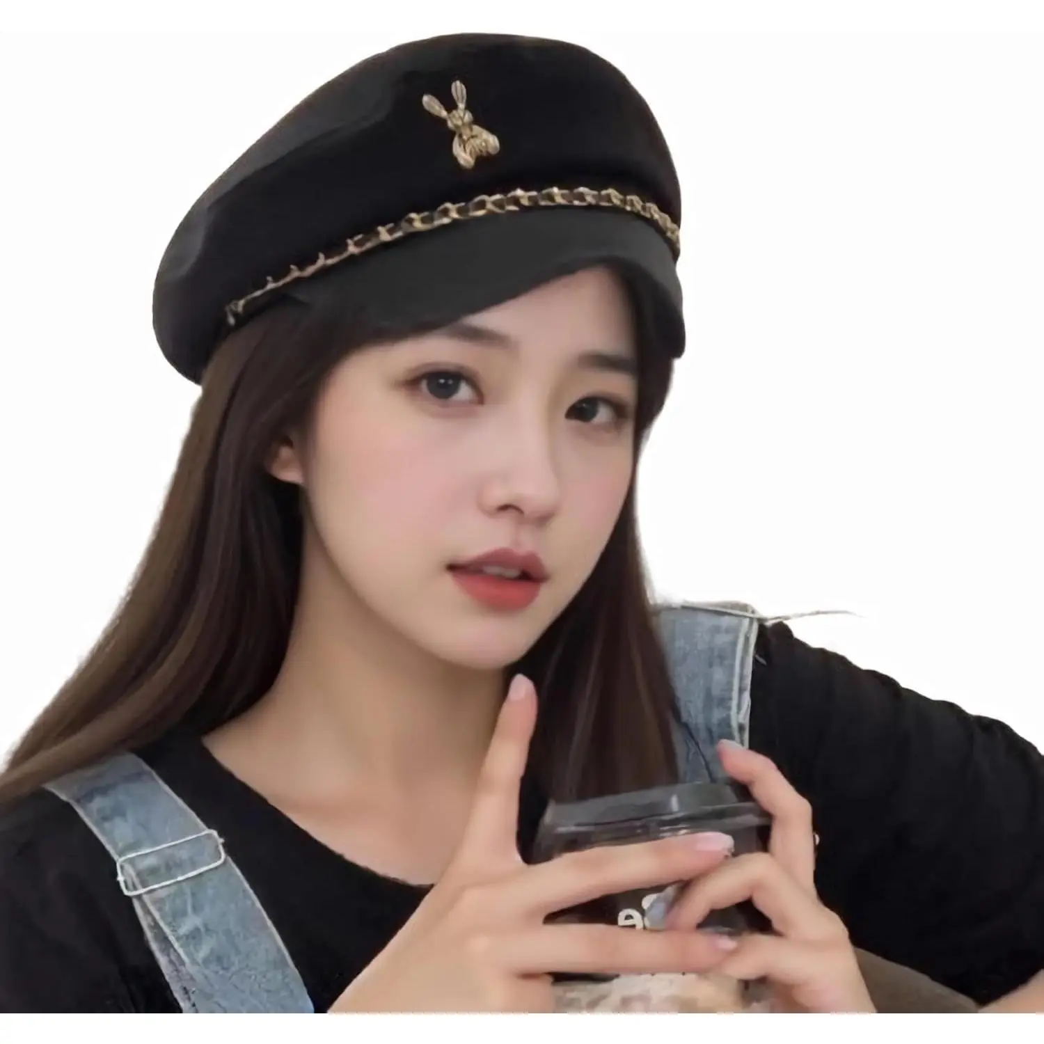 Female Classic French Look Solid Cotton Beret, Winter Casual Cap, 1 Size Fits Most