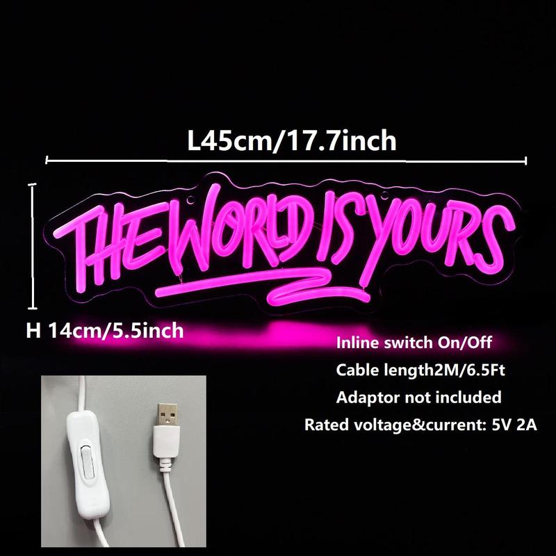 "The World Is Yours" Neon Sign, USB-Powered Light for Party and Room Decor, Unique Wall Art Lamp, Gift for Halloween, Christmas and Birthdays #TOP PICKS