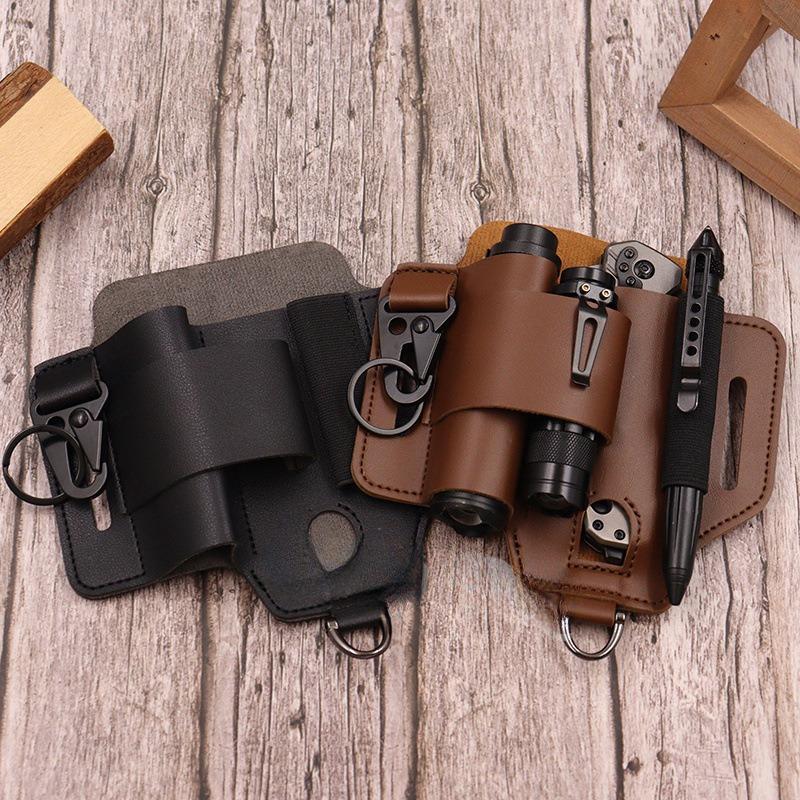 Multifunctional Tool Holster, 1 Count Portable Pu Leather  Tools  Storage Bag, Wide Application Belt Knife Storage Box for Outdoor Camping bag backpack magazine pocket