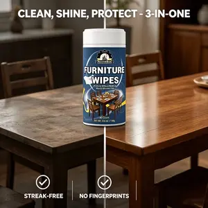 Wax-feel Streak-Free Furniture Wipes clean and protect wooden surfaces with no residue or wax marks, suitable for tables, chairs and cabinets; household cleaning wipes, multi-purpose cleaner