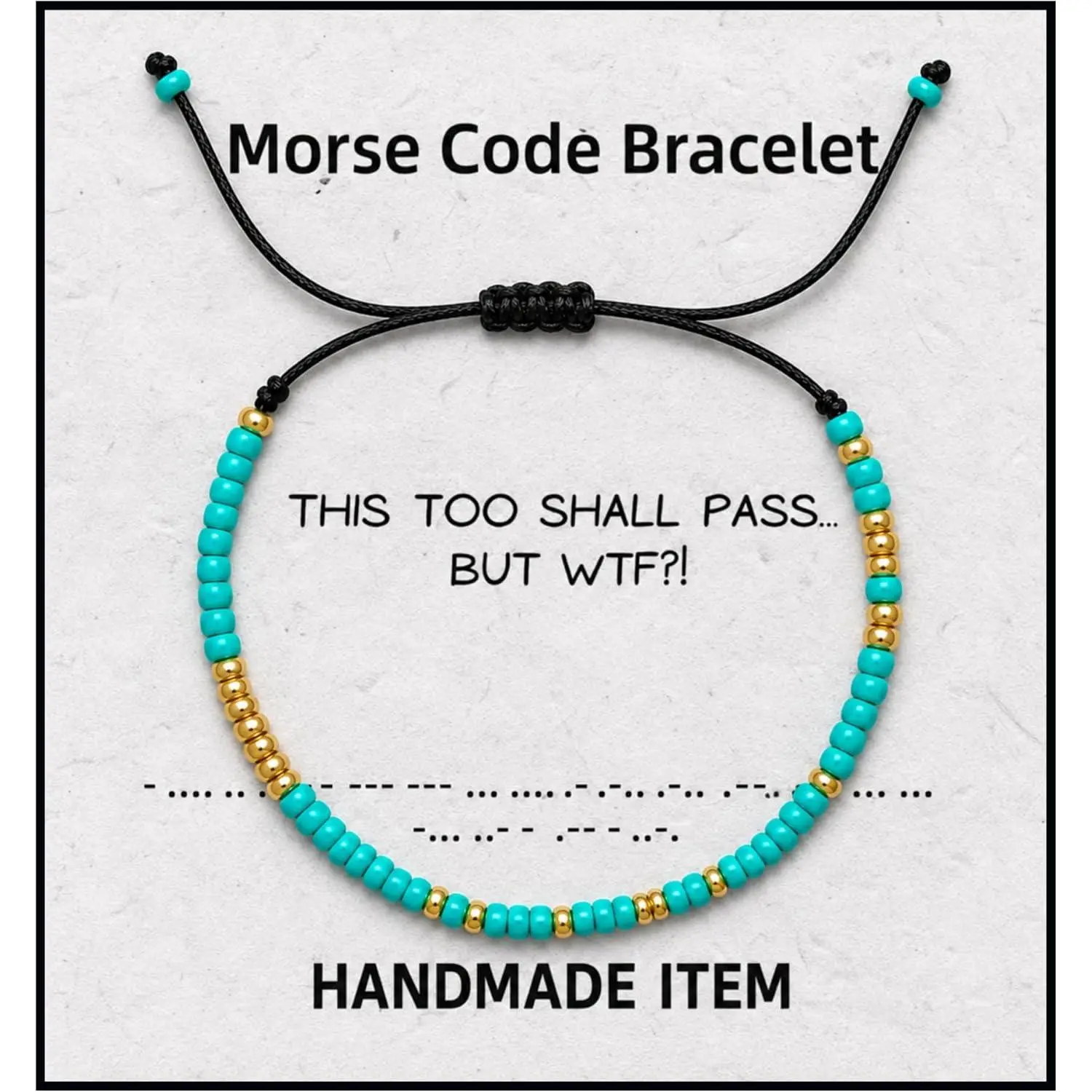 This Too  Pass But WTF Morse Code Bracelet for Women Men, Beaded Funny  Message Mantra Inspirational Adjustable Nylon Cord  Bracelets Friendship Encouragement Motivational