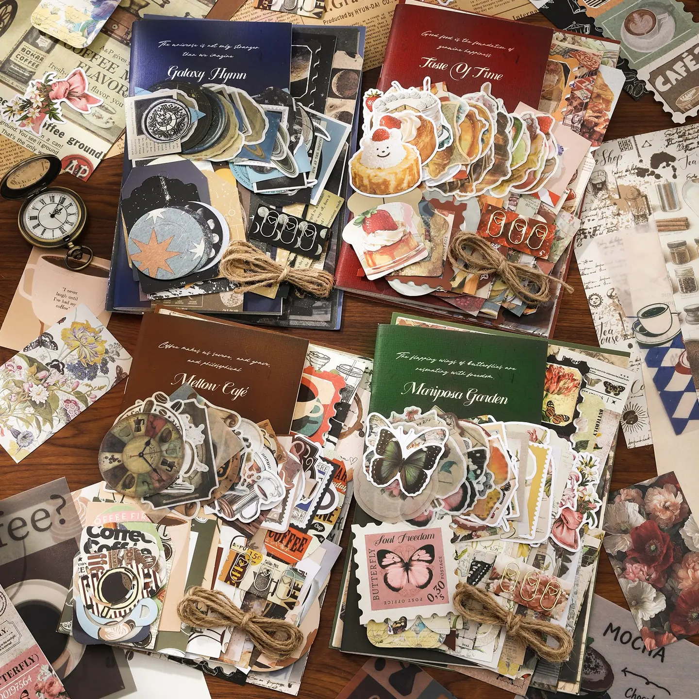Vintage Scrapbook Supplies Kit - 81Pcs Aesthetic Journaling Kit Included TN Notebook, Scrapbook Papers, Washi Stickers, Decorative Cards Large Collection for Bullet Junk Journal, Planner Arts Craft Collage