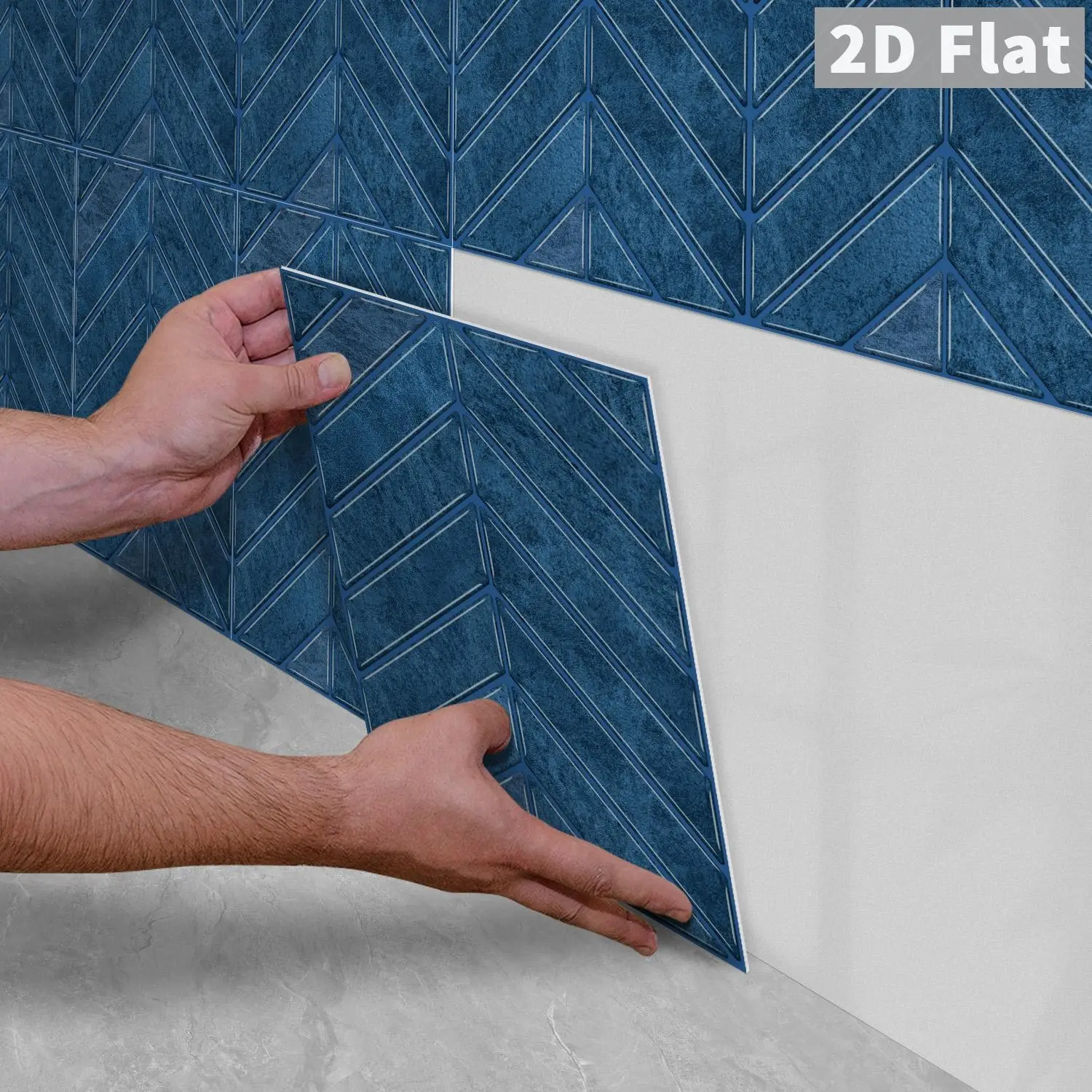 10PCS/Color Box GST Indigo Dark Blue Vintage Stone Herringbone PE Foam Tile Stickers, Waterproof Oilproof Shock & Wear Resistant, Peel & Stick on Smooth Surfaces for Bedroom Kitchen Bathroom School Office Home & Commercial Wall Renovation Decor