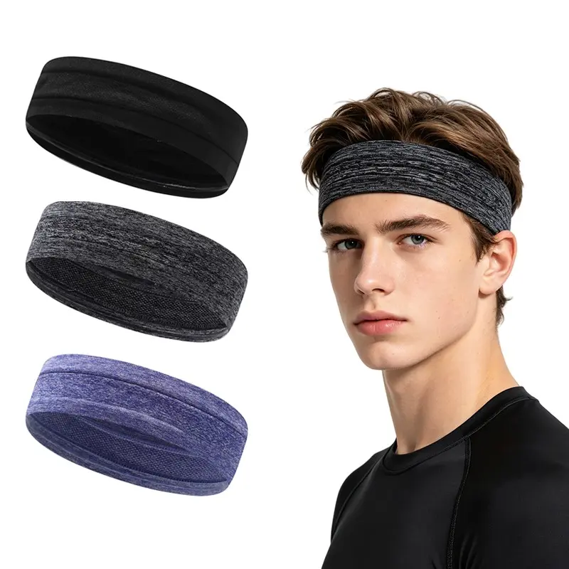 Sports Headbands(3pcs), Athletic Headbands, Workout Headband, Non Slip Headbands, Anti-Slip Silicone, Breathable Design, Quick Dry, Ideal for Running, Cycling, Gym, Football, Basketball, Unisex, Gift