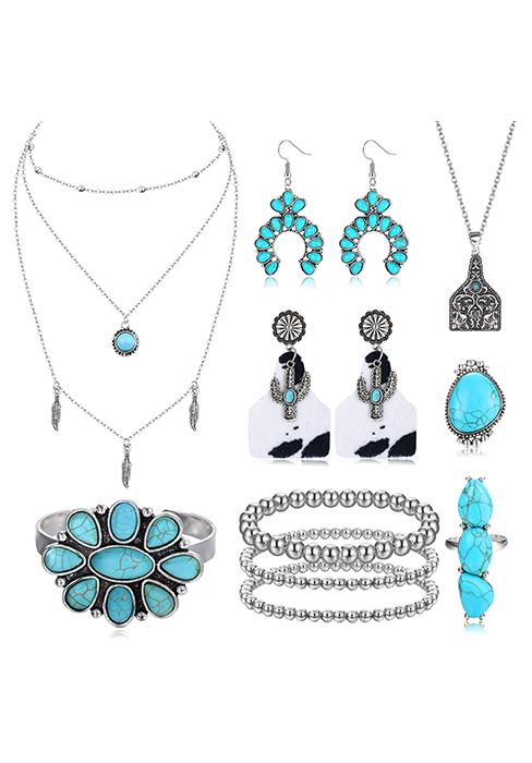 MILACOLATO Western Jewelry For Women Bohemian Turquoise Jewelry Set Turquoise Pendant Choker Necklace Turquoise Faux Leather Cuff Bracelet Turquoise Hoop Dangle Earrings Turquoise Joint Knuckle MILACOLATO Western Jewelry For Women Bohemian Turquoise Jewelry Set Turquoise Pendant Choker Necklace Turquoise Faux Leather Cuff Bracelet Turquoise Hoop Dangle Earrings Turquoise Joint Knuckle