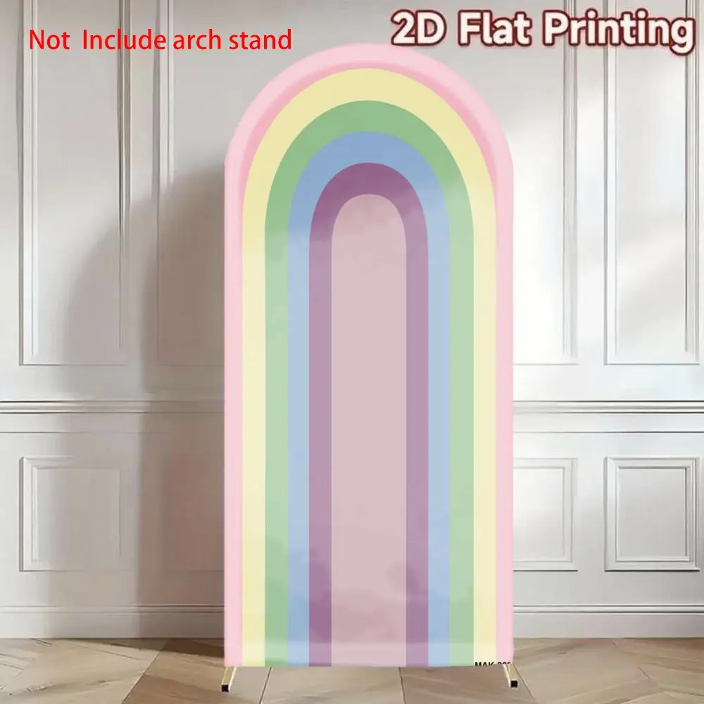 Rainbow Stripe Arch Backdrop Cover Elastic Double-Sided Spandex Fabric for Kids Birthday Party Baby Shower Decor Background Party Decorations Banners Happy Birthday Decorations Decorations Supplies