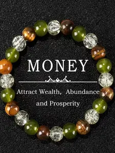Money Attracting Bracelet, Sand Gold & Tiger Eye, Blue Friendship Beaded Jewelry, Protective Bracelet, Fashion Artificial Bracelet