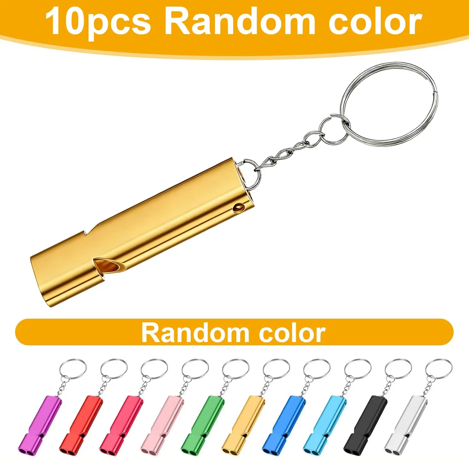 10pcs Premium Double-Frequency Alloy Aluminum Emergency Whistle Outdoor Survival Whistle - High Pitch, High Volume Sound, Compact Size, Suitable for Outdoor Activities, Hiking, Camping, Survival, Rescue - Ideal Gift for Birthdays