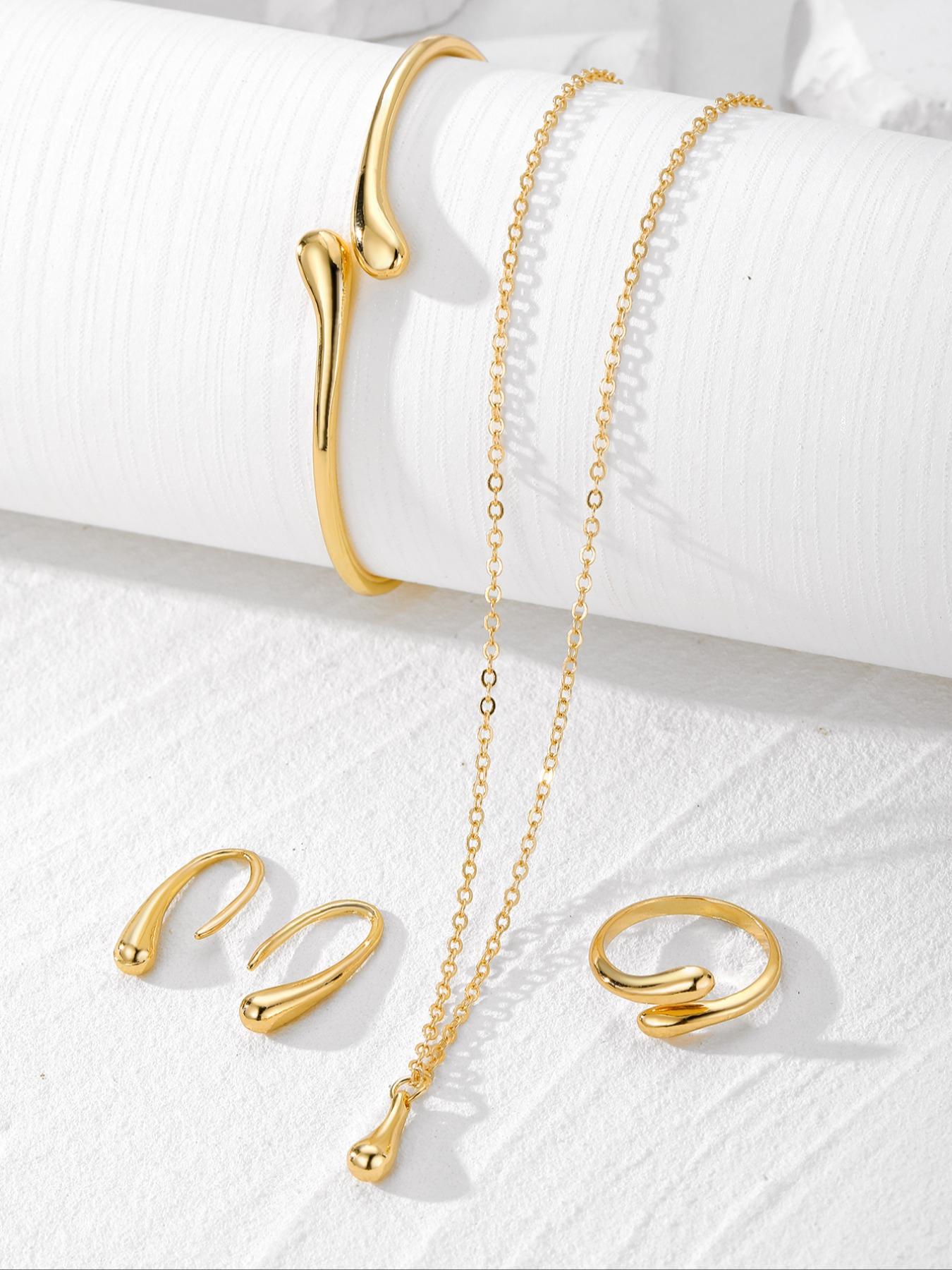 Necklace & Bracelet & Earrings & Ring Jewelry Set, Fashion Jewelry for Party, Daily Clothing Decor, Trendy All-match & Exquisite Jewelry for Birthday Gift