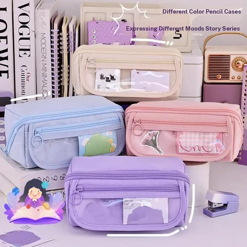 Large Capacity Canvas Pencil Case, Simple Handheld Stationery Box for Office School Men Women, Portable Makeup Bag, Ideal Back-To-School Gift