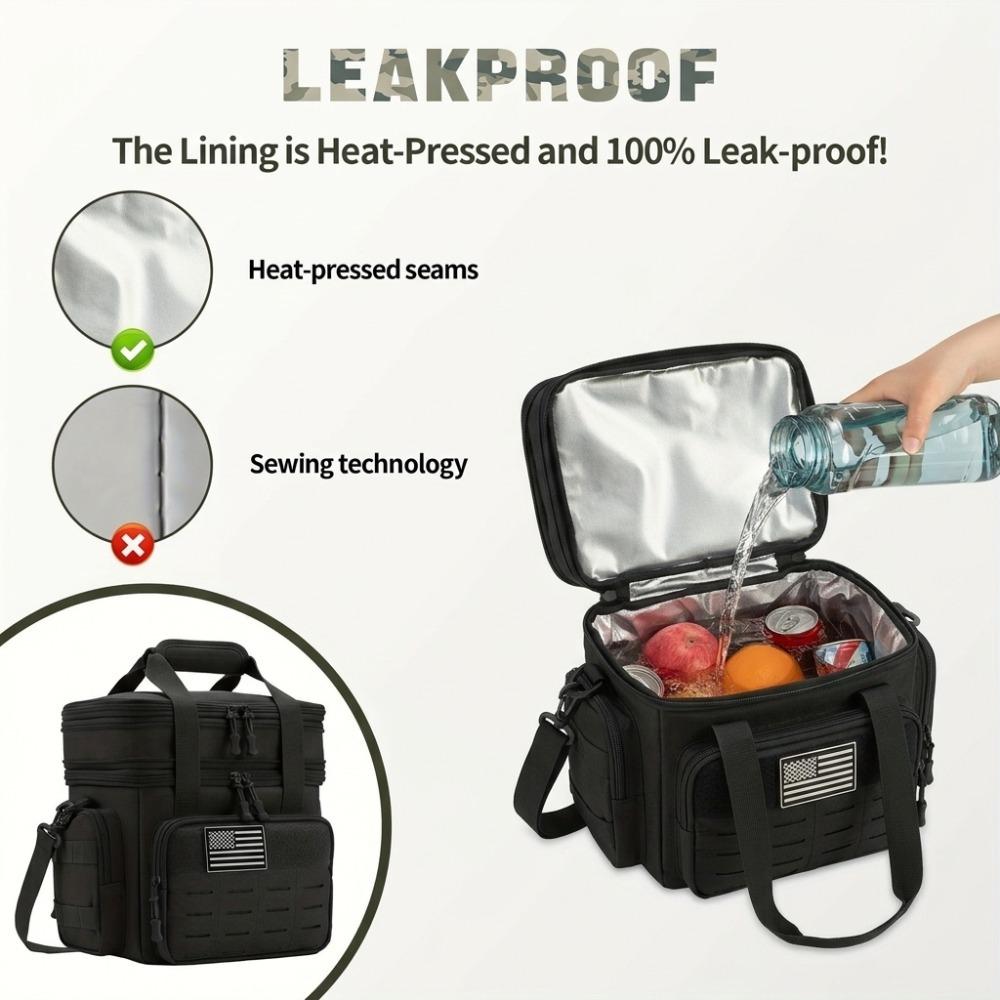 4.76 gallon men's green tactical lunch box, expandable and durable insulated cooler, leak-proof design, suitable for hunting, work, camping, outdoor picnics and adult dining, equipped with MOLLE webbing