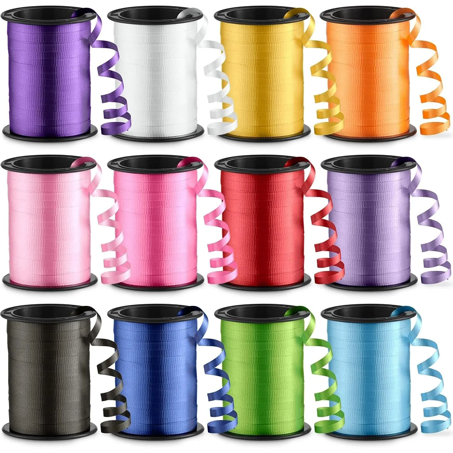 12-Rolls Curling Ribbon for Gift Wrapping - 3/16in x 125 Feet Per Roll - Curling Balloon String Ribbon Set for Presents, Bows, DIY Arts & Crafts, Wedding, Happy Birthday Decorations, Assorted Colors