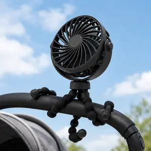 Mini Portable Stroller Fan, Battery Operated Small Clip on, Detachable 3 Speed Rechargeable, 360° Rotate Flexible Tripod Better Cooling for Car Seat Crib Treadmill Travel, USB Cooling Fan