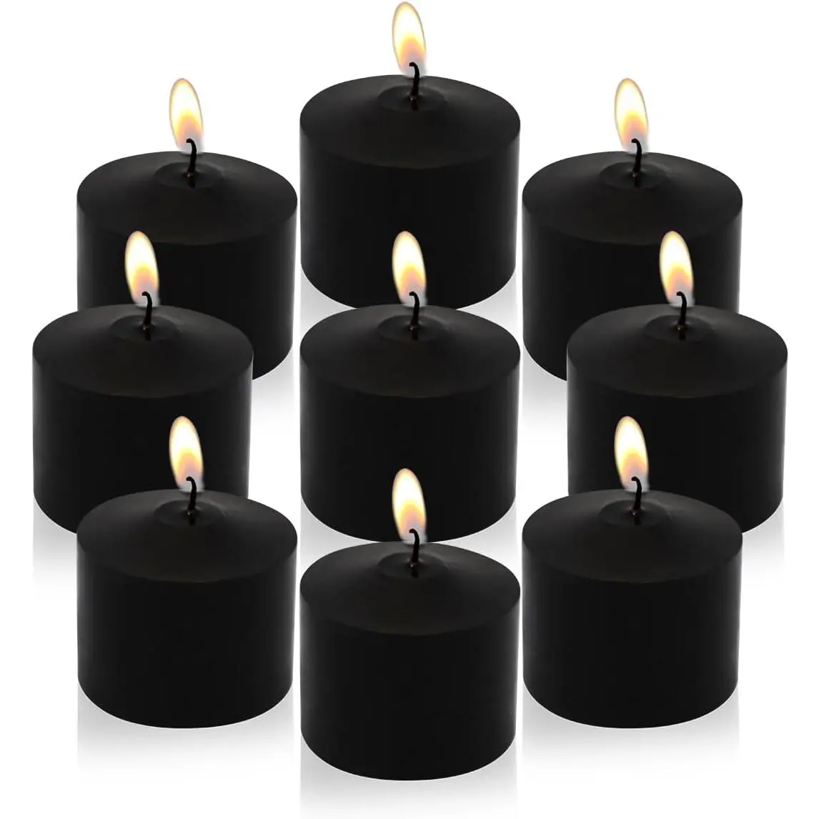 9 Pack Black Votive Candles, Unscented Votive Candles, Ideal for Halloween Decor, Parties, Meditation, and Home Ambiance - 1.25 Inches Tall, 1.5 Inches Diameter