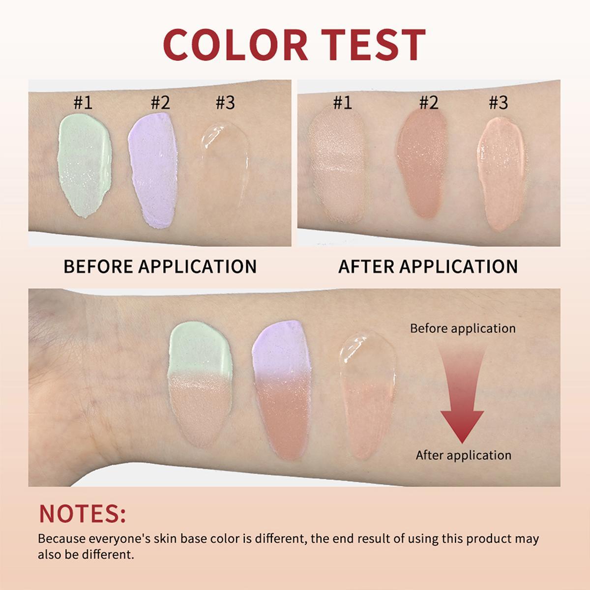 Moisturizing CC Cream, 3 Counts/set Long Lasting Full Coverage Flawless Makeup Cream, Lightweight Concealer Makeup Base Primer for Women & Girls