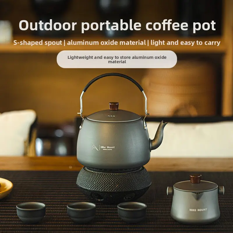 Outdoor camping alumina kettle camping  cooking teapot easy storage coffee pot open flame picnic teapot cooker Smokeless Gas Fire Pit Heater