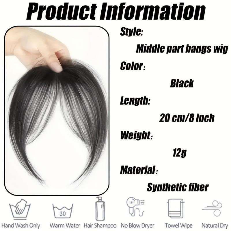 Women's high-temperature resistant synthetic straight hair wig, with fluffy side bangs, basic style, with clip-on bangs, suitable for daily and party wear