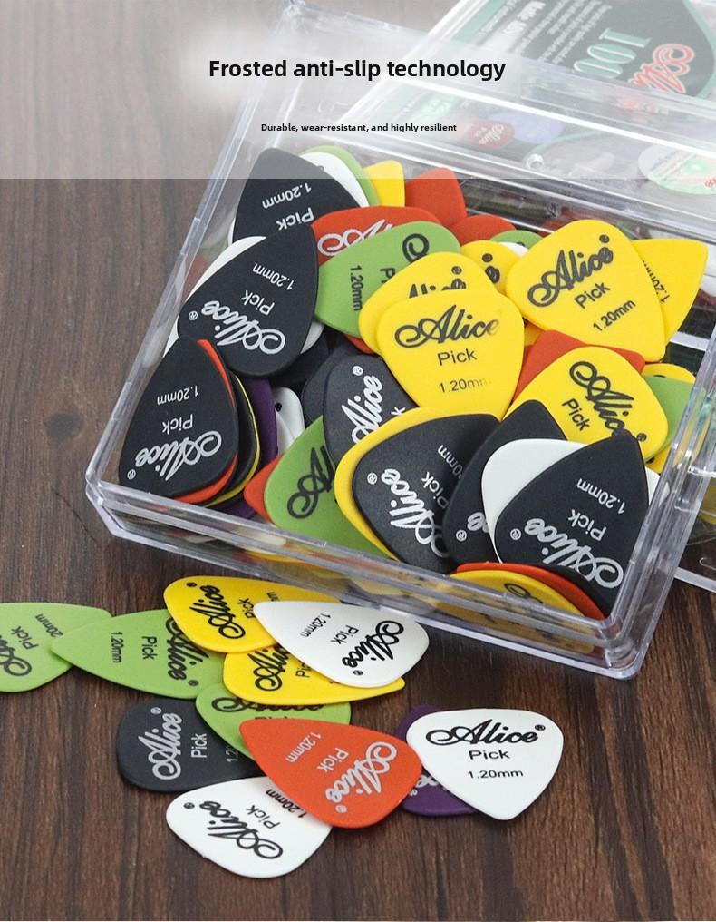 100-piece guitar picks, with storage box, mixed pack, in various colors, 6 different thicknesses, suitable for bass, electric guitar, acoustic guitar, metal guitar, ukulele