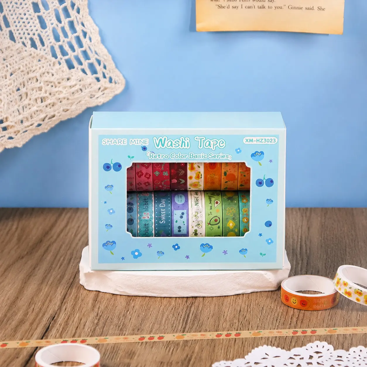 20 Rolls Solid and Paper Tape Set, Macaron Retro Solid Color Decorative Masking Tape, Soft Colors Craft Tape, Scrapbooking Tape for Journals, Scrapbooks, Gift Wrapping, DIY Art Crafts